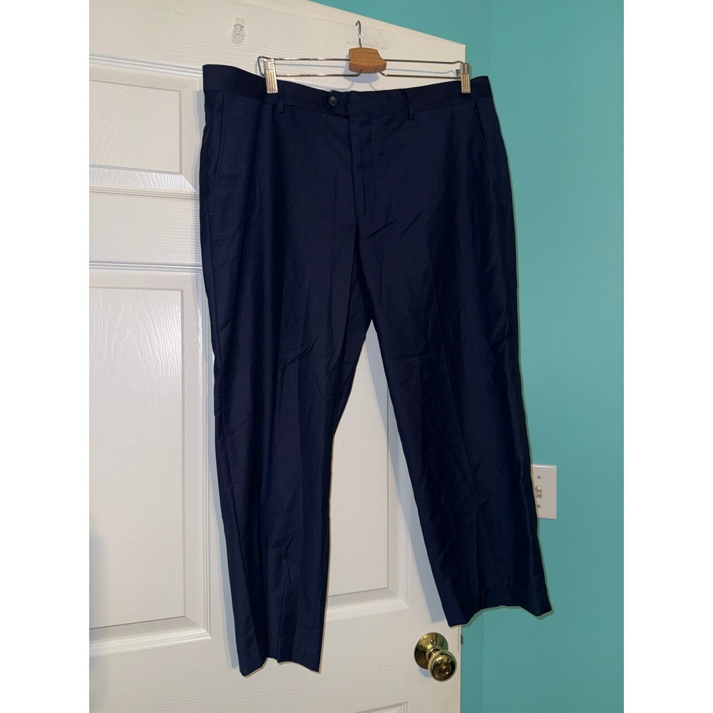 Lineage Mens Navy Blue Flat Front Dress Pants Straight Leg Size 40S